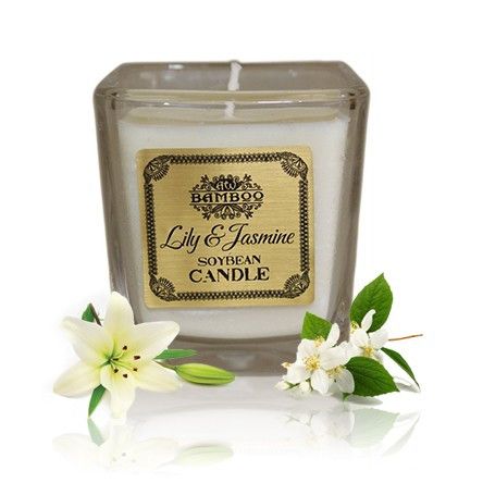 Jardin Blanc – Bougie soja pot en verre, lys & jasmin