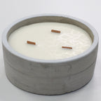 Soleil Vanille – Bougie béton mèche bois, vanille & orange