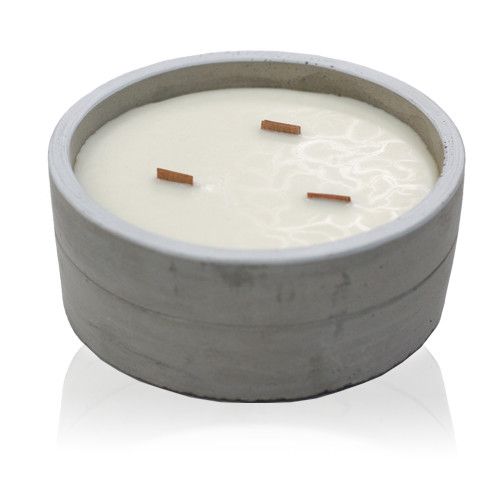 Soleil Vanille – bougie béton mèche bois